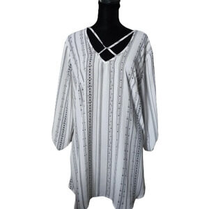 Maurices Black/White Tunic with Lace-up embellishments